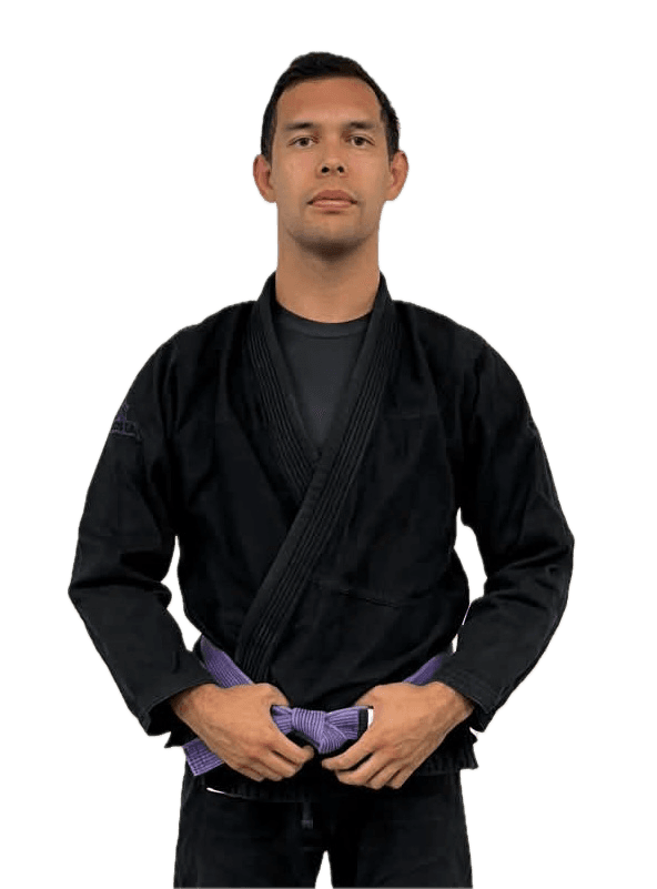 Devon Chapple in a black gi, purple belt